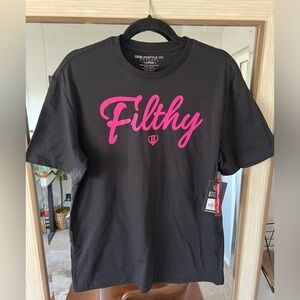 Baseball Lifestyle 101 Filthy Tee in black with a pink graphic size Large Cotton